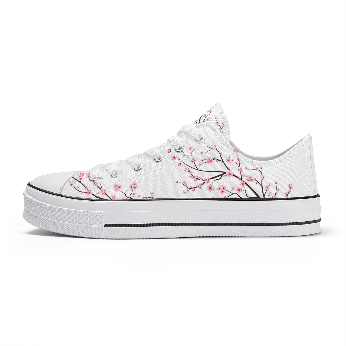 White Sakura Classic Low Top Canvas Shoes