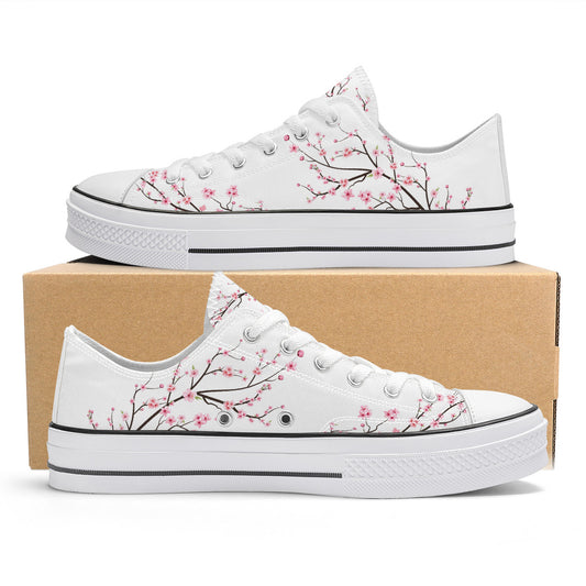 White Sakura Classic Low Top Canvas Shoes