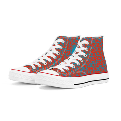 Tōzai Line High Top Canvas Shoes - Blue and Red