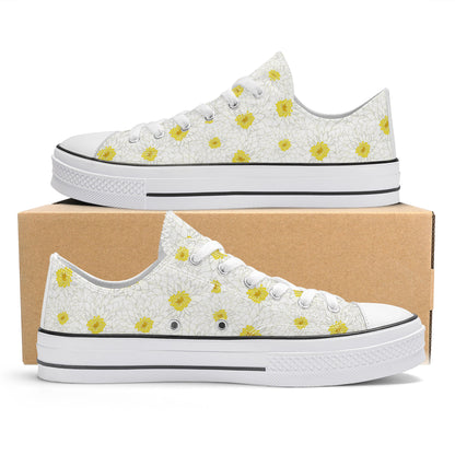 White Daisy Low Top Canvas Converse Style Shoes