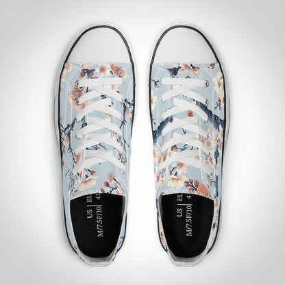 Floral patterned sneakers on a white background