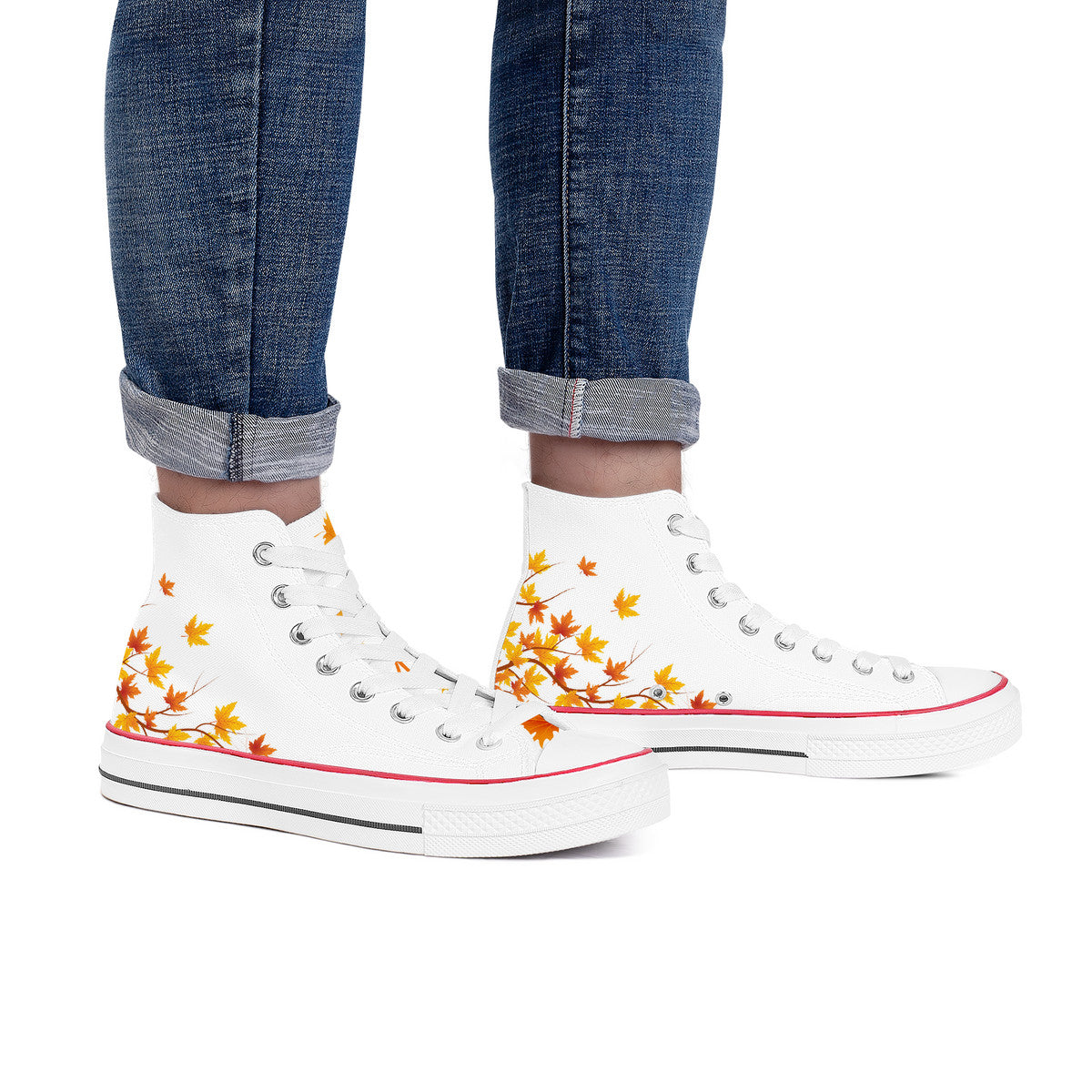 White Aki High Top Canvas Shoes