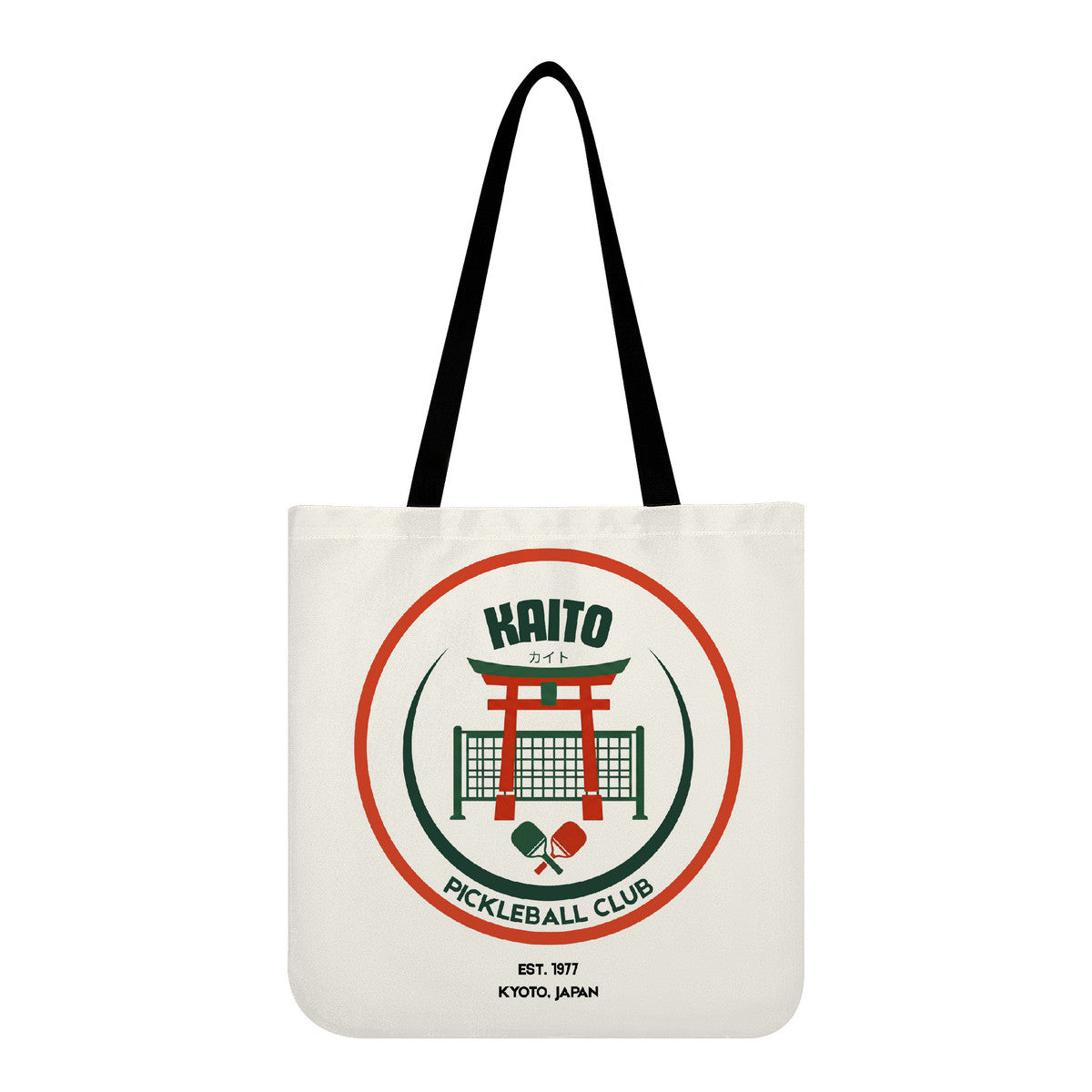 Tote bag with Kaito Pickleball Club logo on a white background