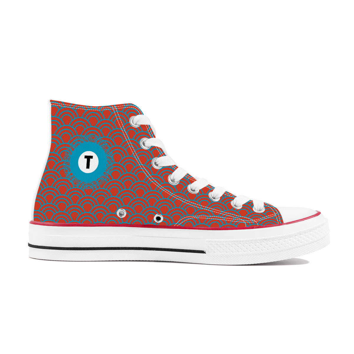 Tōzai Line High Top Canvas Shoes - Blue and Red