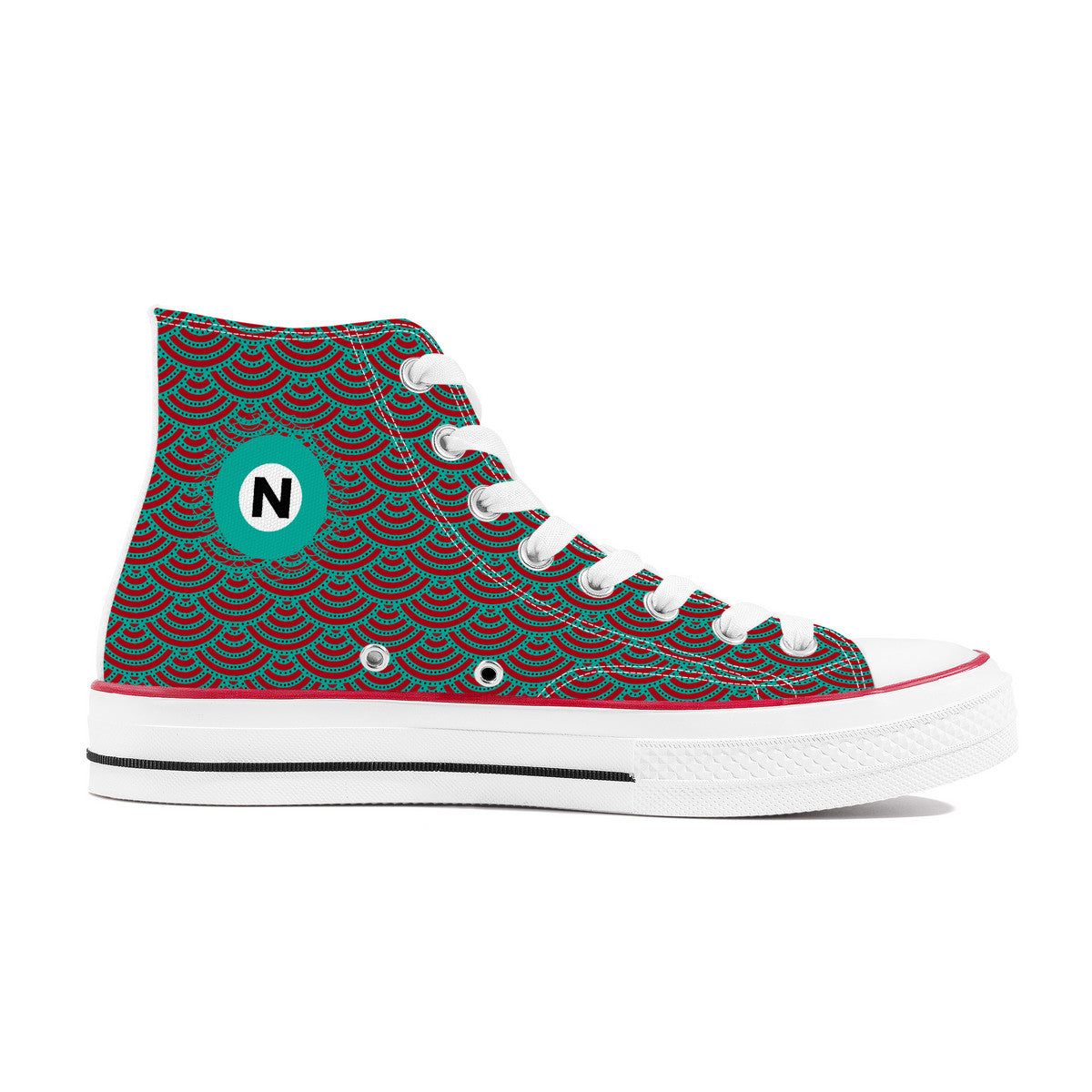 Namboku Line High Top Canvas Shoes - Red and Green