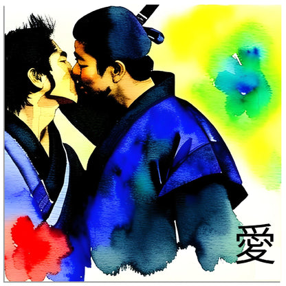 Samurais In Love Matte Paper Poster