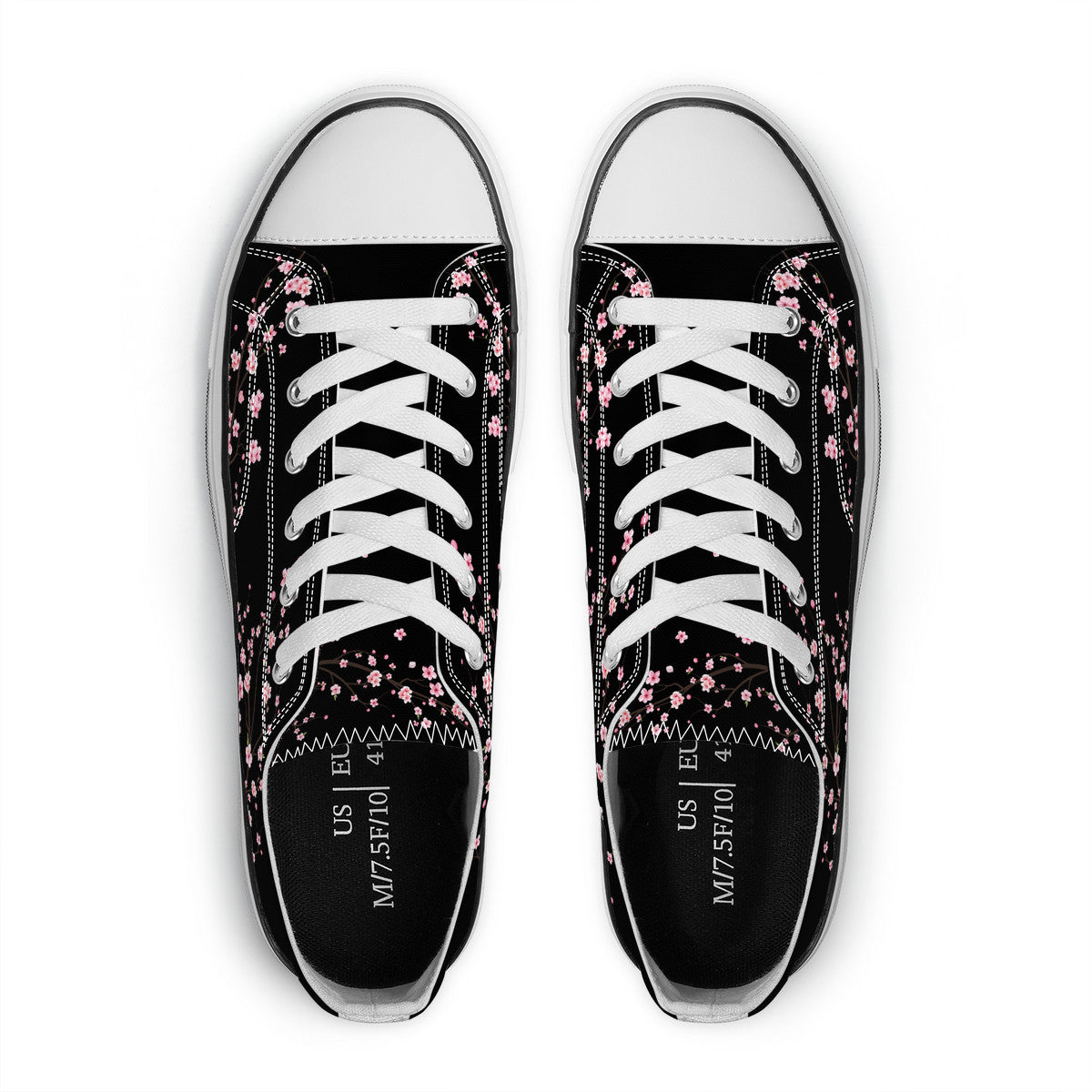 2024 Black Sakura Classic Low Top Canvas Shoes