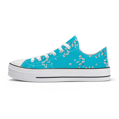 Blue Sakura Buds Low Top Canvas Converse Style Shoes
