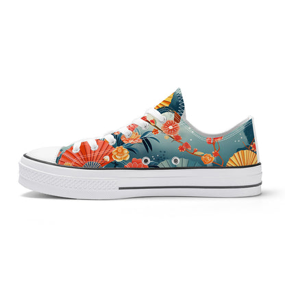 Floral patterned sneaker on a white background