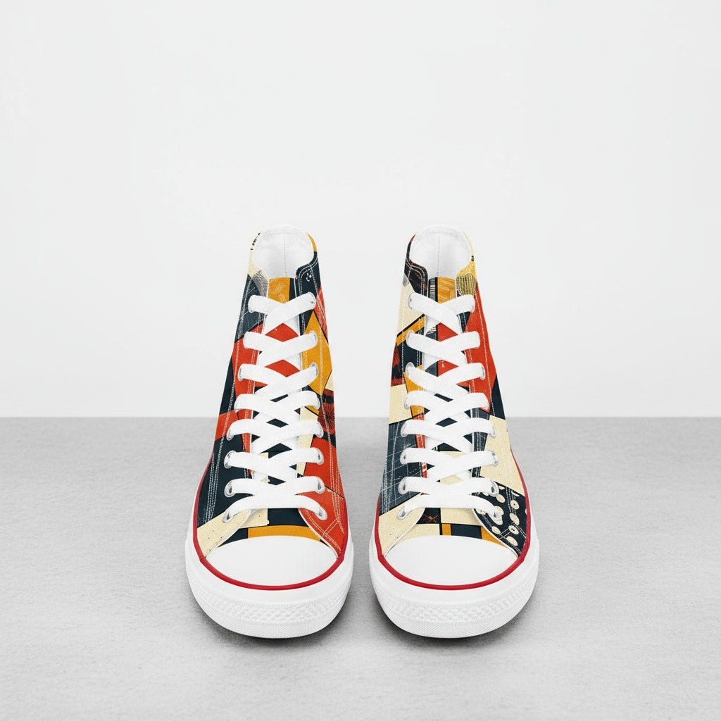 Kokon Patchwork Abstract High - Top Canvas Shoes - 