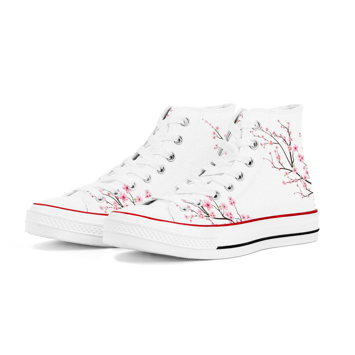 2024 White Sakura High Top Canvas Shoes