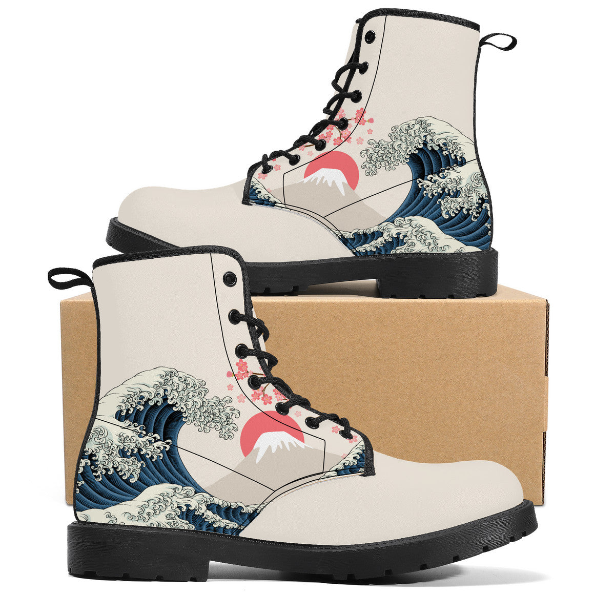 The Great Wave and Sakura Vegan Leather Boots
