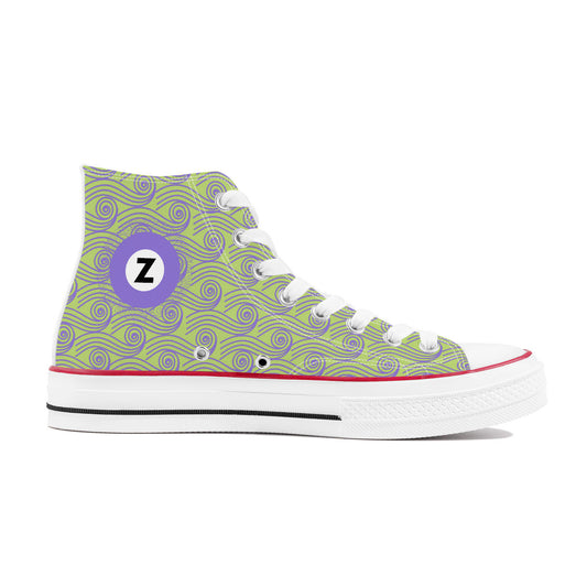 Hanzōmon Line High Top Canvas Shoes - Purple and Green