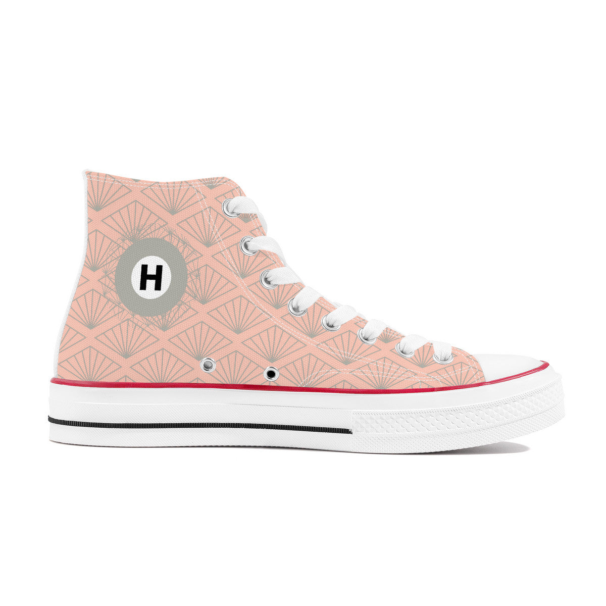 Hibiya Line High Top Canvas Shoes - Pink and Grey