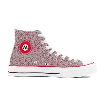 Marunouchi Line High Top Canvas Shoes - Red and Grey