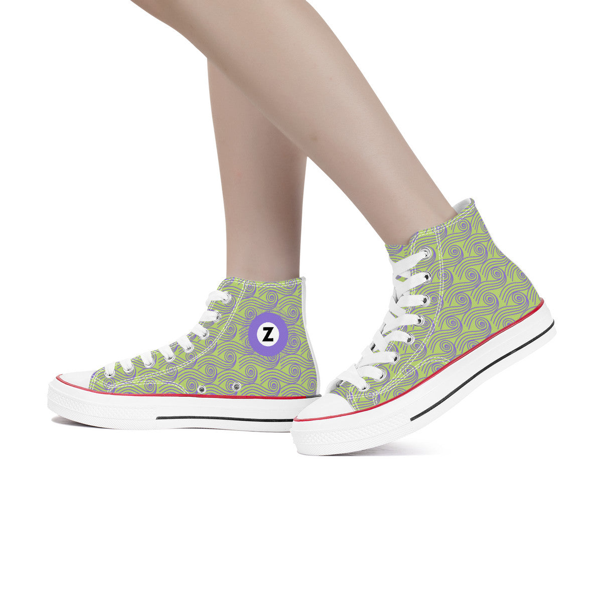 Hanzōmon Line High Top Canvas Shoes - Purple and Green