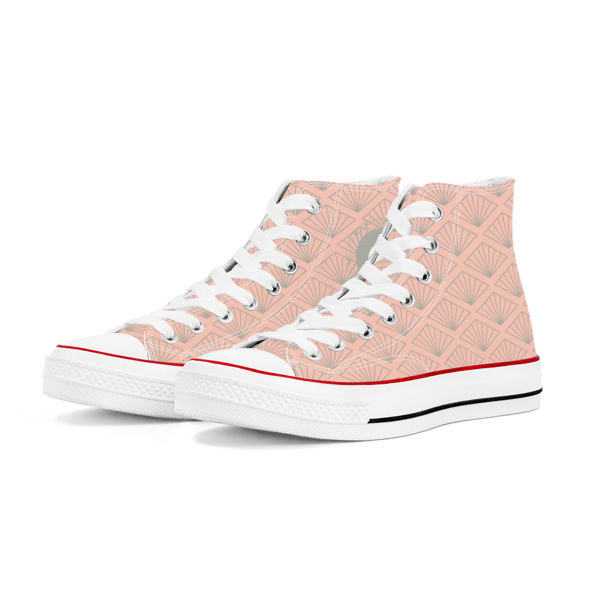 Hibiya Line High Top Canvas Shoes - Pink and Grey