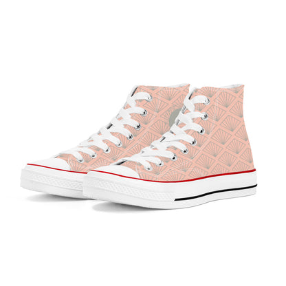 Hibiya Line High Top Canvas Shoes - Pink and Grey