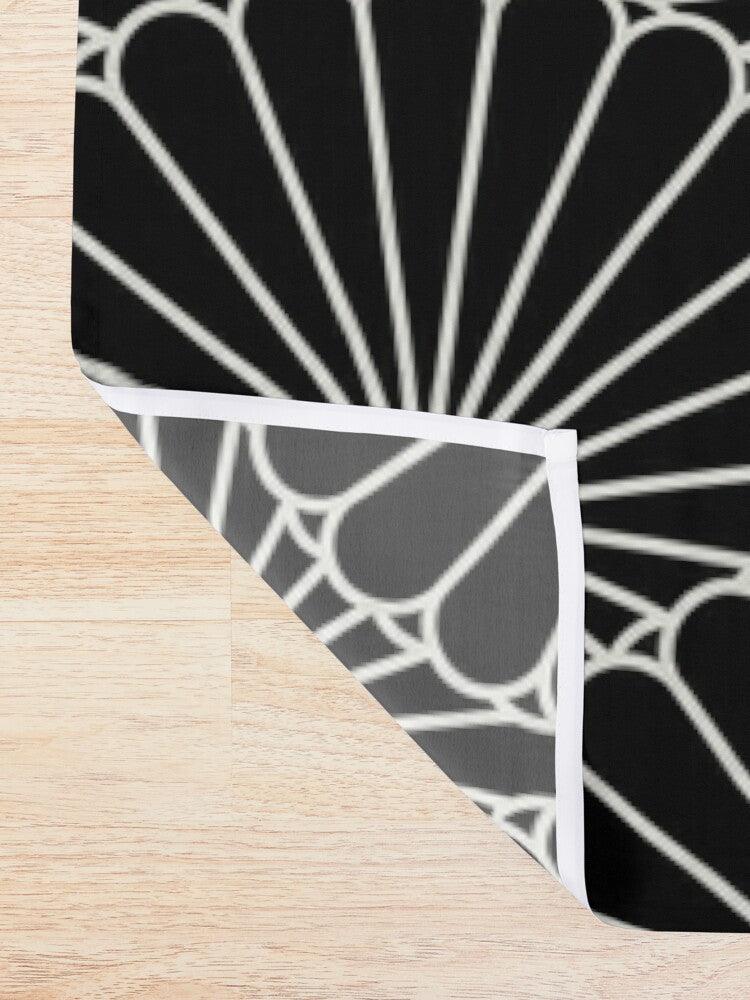 Japanese Kiku Shower Curtain - White and Black