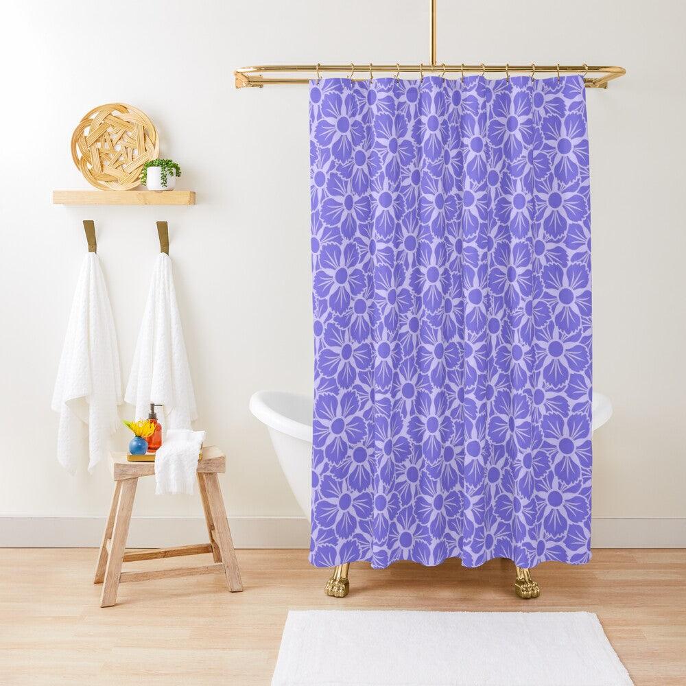 Large Sakura Japanese Shower Curtain - Purple and Lavender