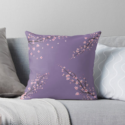 Purple Sakura Throw Pillow