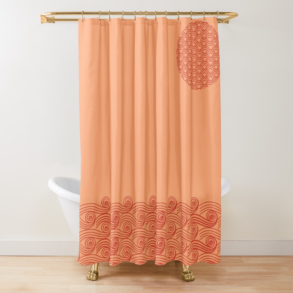 Japanese Sun-Kissed Waves Shower Curtains