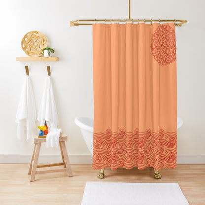 Japanese Sun-Kissed Waves Shower Curtains