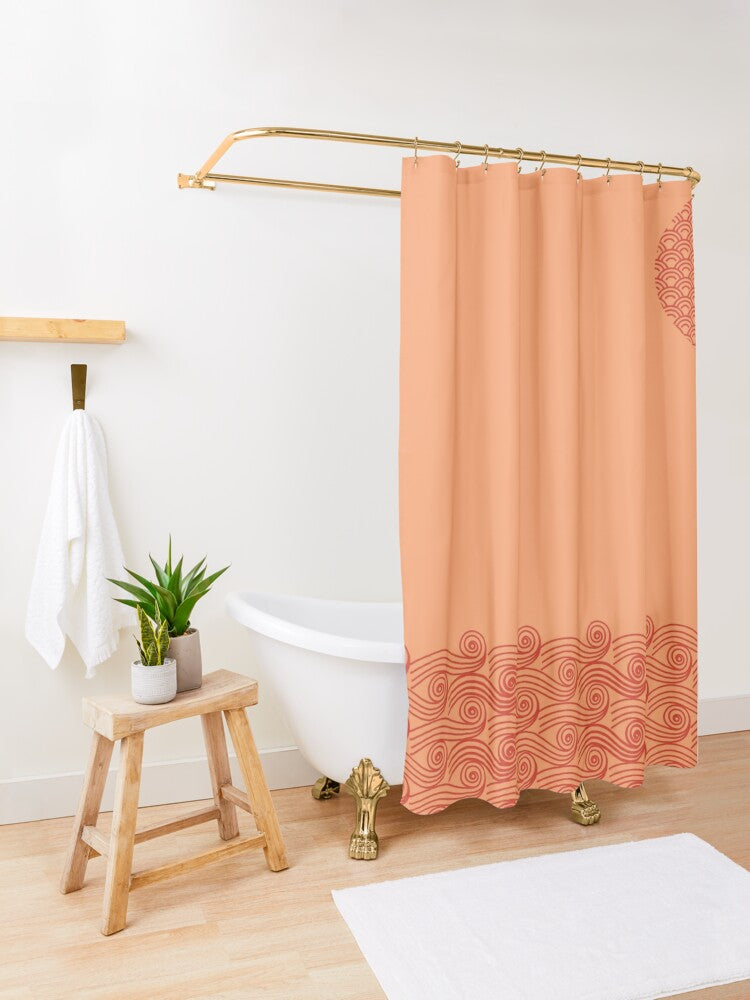 Japanese Sun-Kissed Waves Shower Curtains