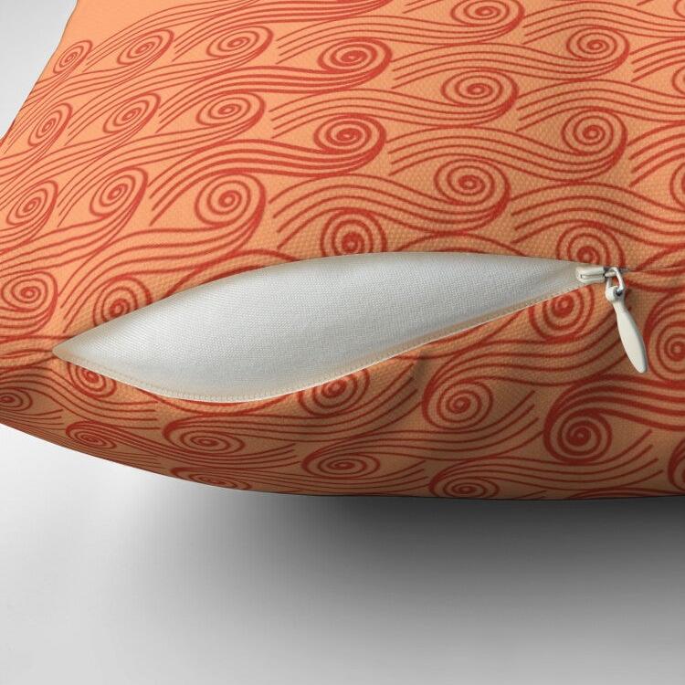 Japanese Sun-Kissed Waves Pillow