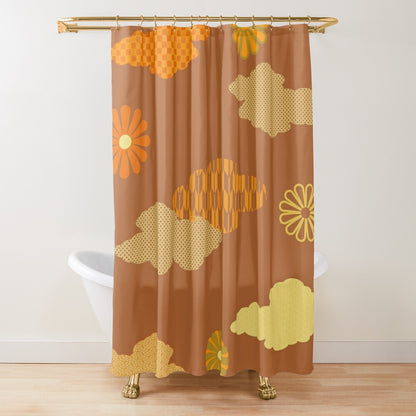 Retro Japanese Clouds Shower Curtains