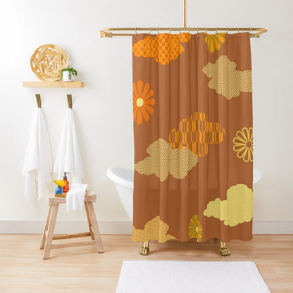 Retro Japanese Clouds Shower Curtains