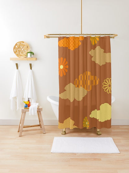 Retro Japanese Clouds Shower Curtains