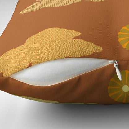 Retro Japanese Clouds Throw Pillows