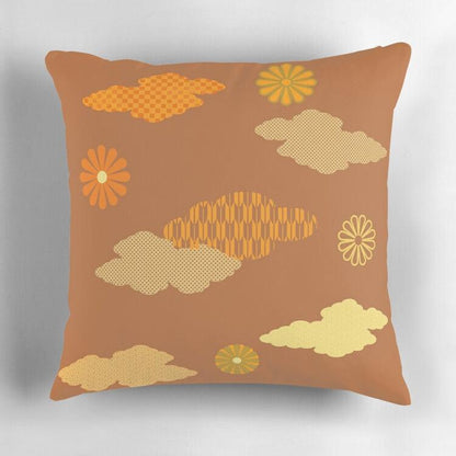 Retro Japanese Clouds Throw Pillows