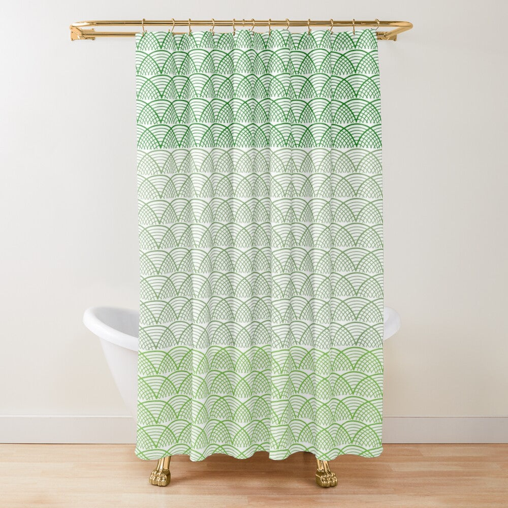 Green Forest Wave Shower Curtain