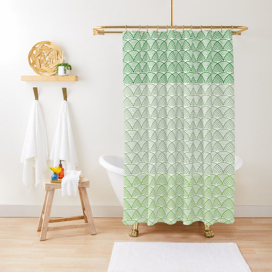 Green Forest Wave Shower Curtain