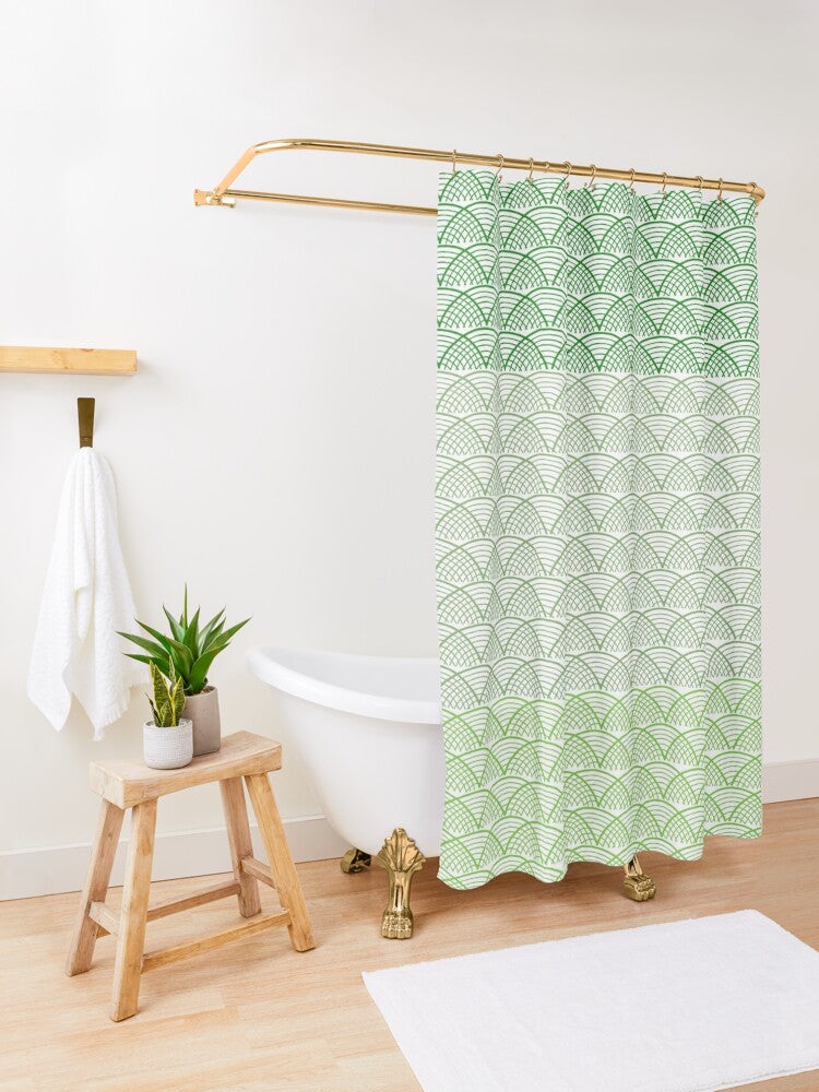 Green Forest Wave Shower Curtain