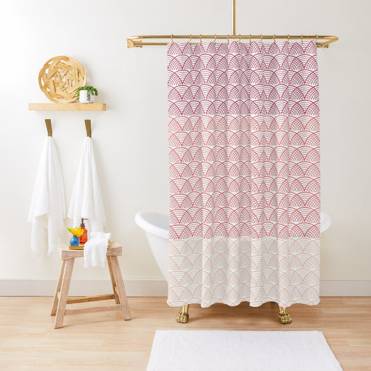 Kawaii Pink Wave Shower Curtain