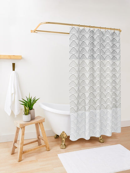 Grey Stone Wave Shower Curtain