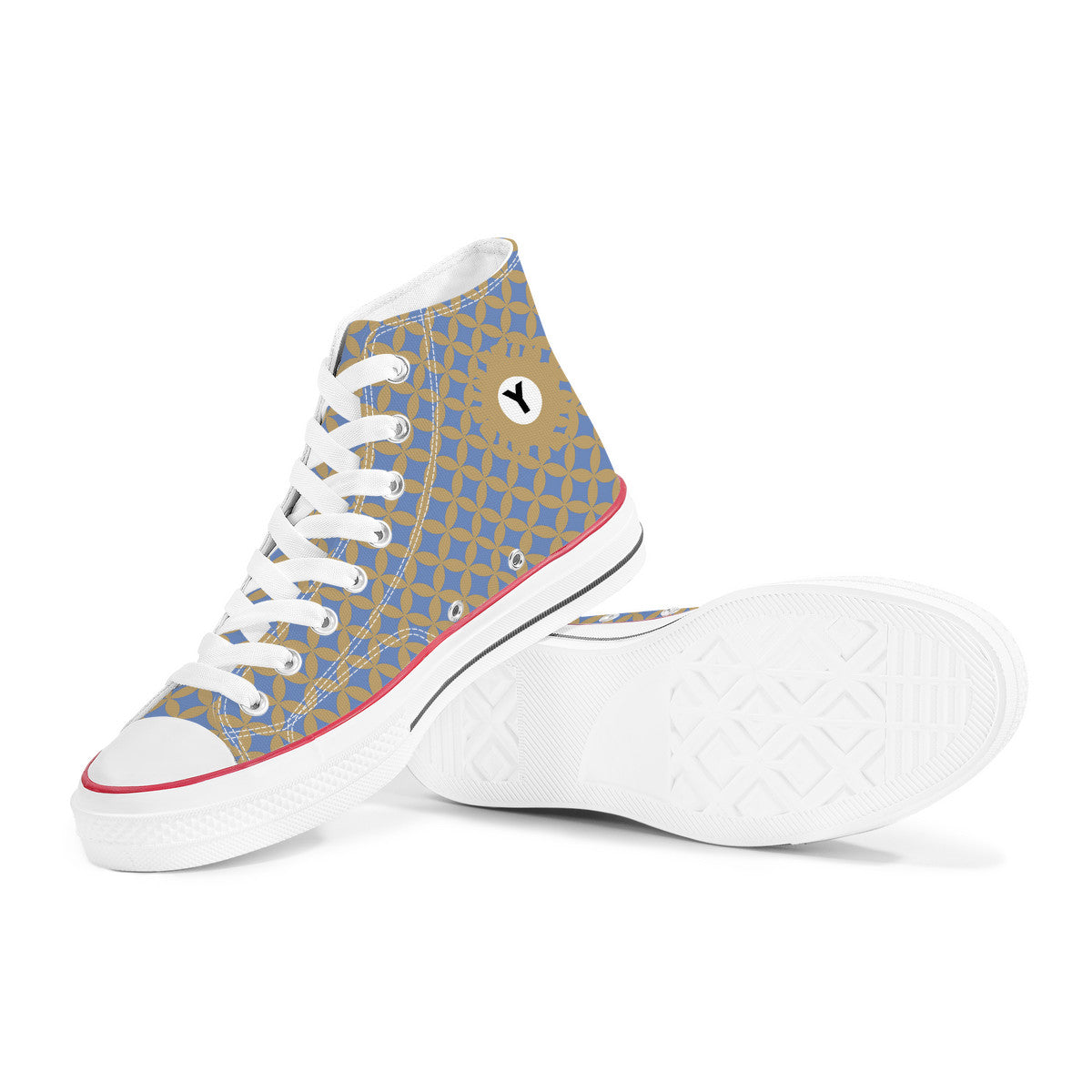 Yūrakuchō Line High Top Canvas Shoes - Blue and Gold