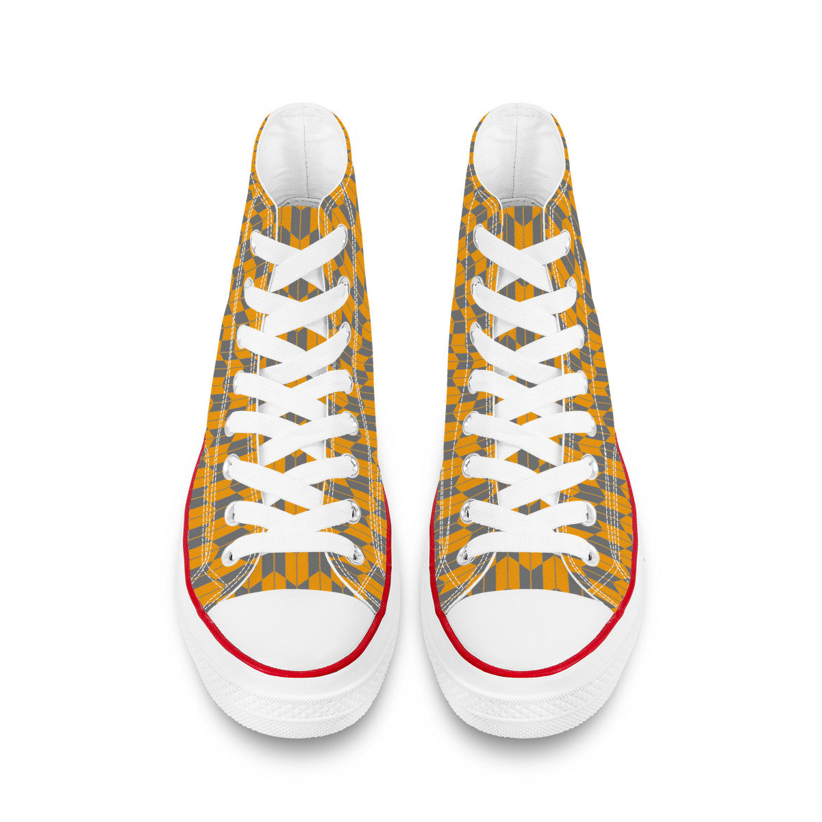 Ginza Line High Top Canvas Shoes - Grey and Yellow-Orange