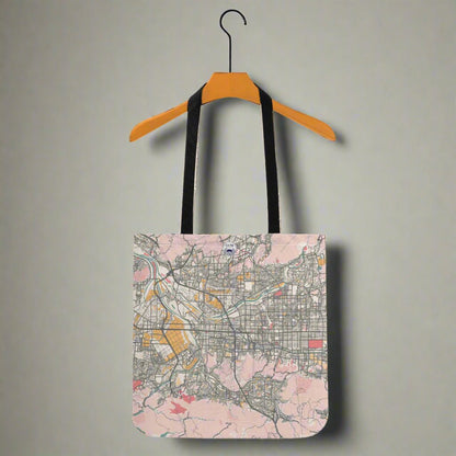 Pastel Kyoto Pink and Yellow Map Tote Bag - 