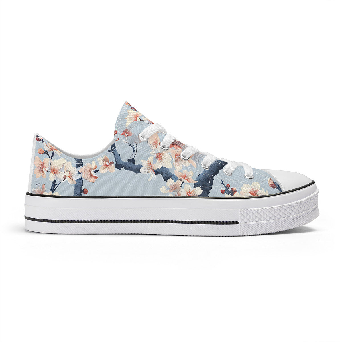 Floral patterned sneaker on a white background