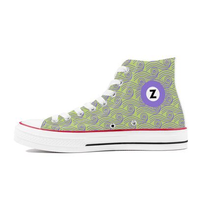 Hanzōmon Line High Top Canvas Shoes - Purple and Green