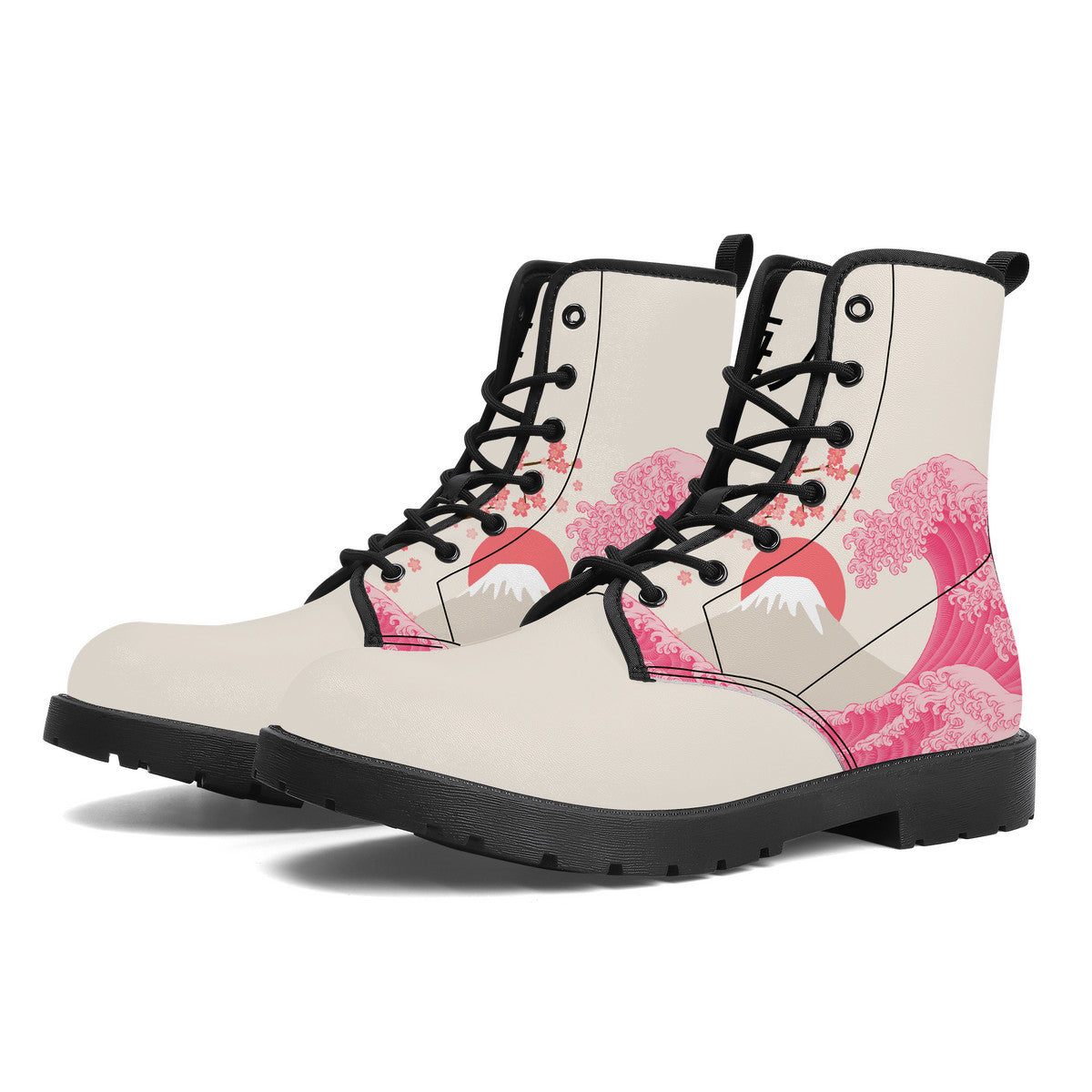 The Pink Great Wave Vegan Leather Boots