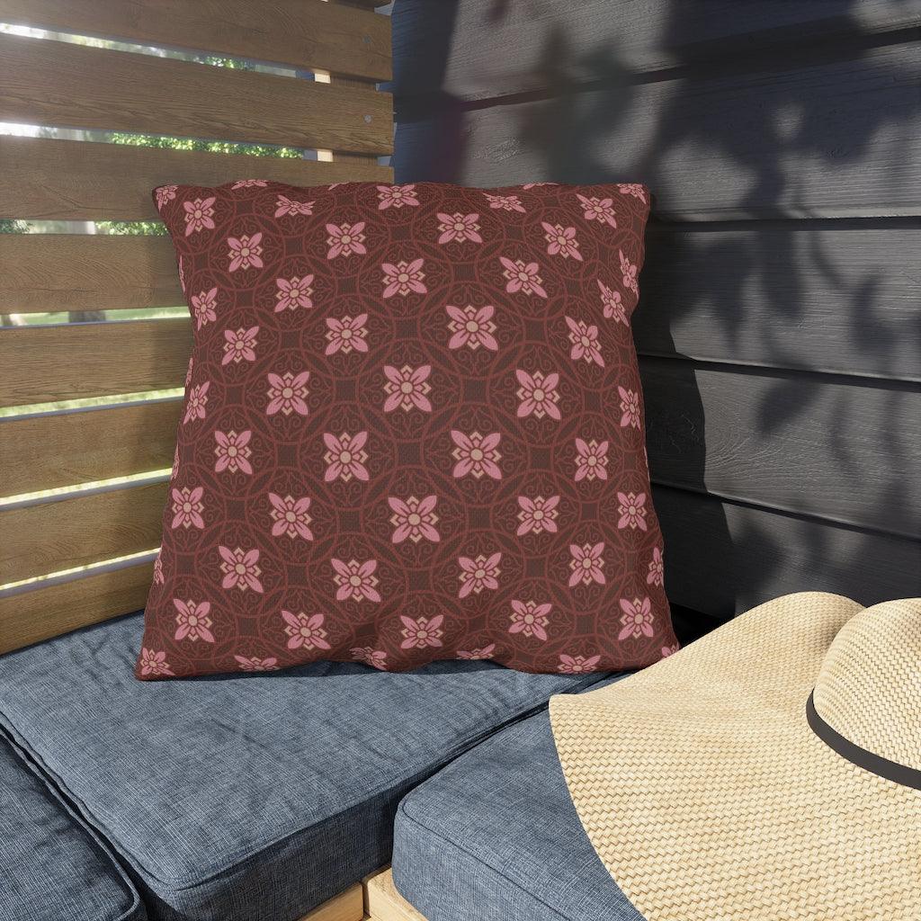 Pink & Burgundy Japanese Pattern Outdoor Pillows