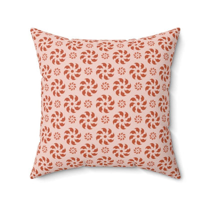 Red Spiral & Light Pink Background Square Pillow