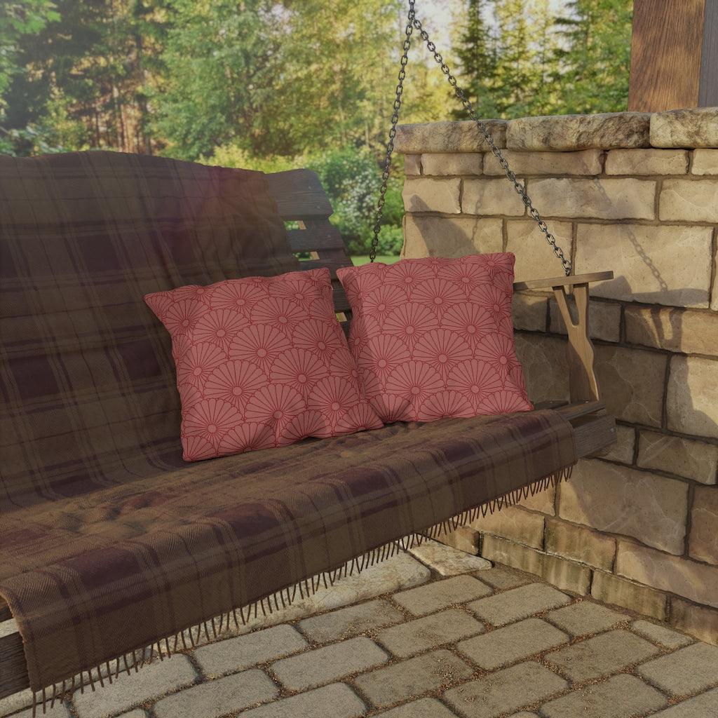 Red Chrysanthemum Outdoor Pillows