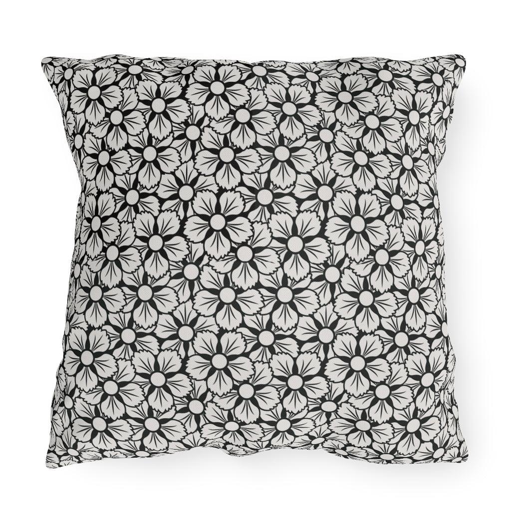 White & Black Sakura Outdoor Pillows