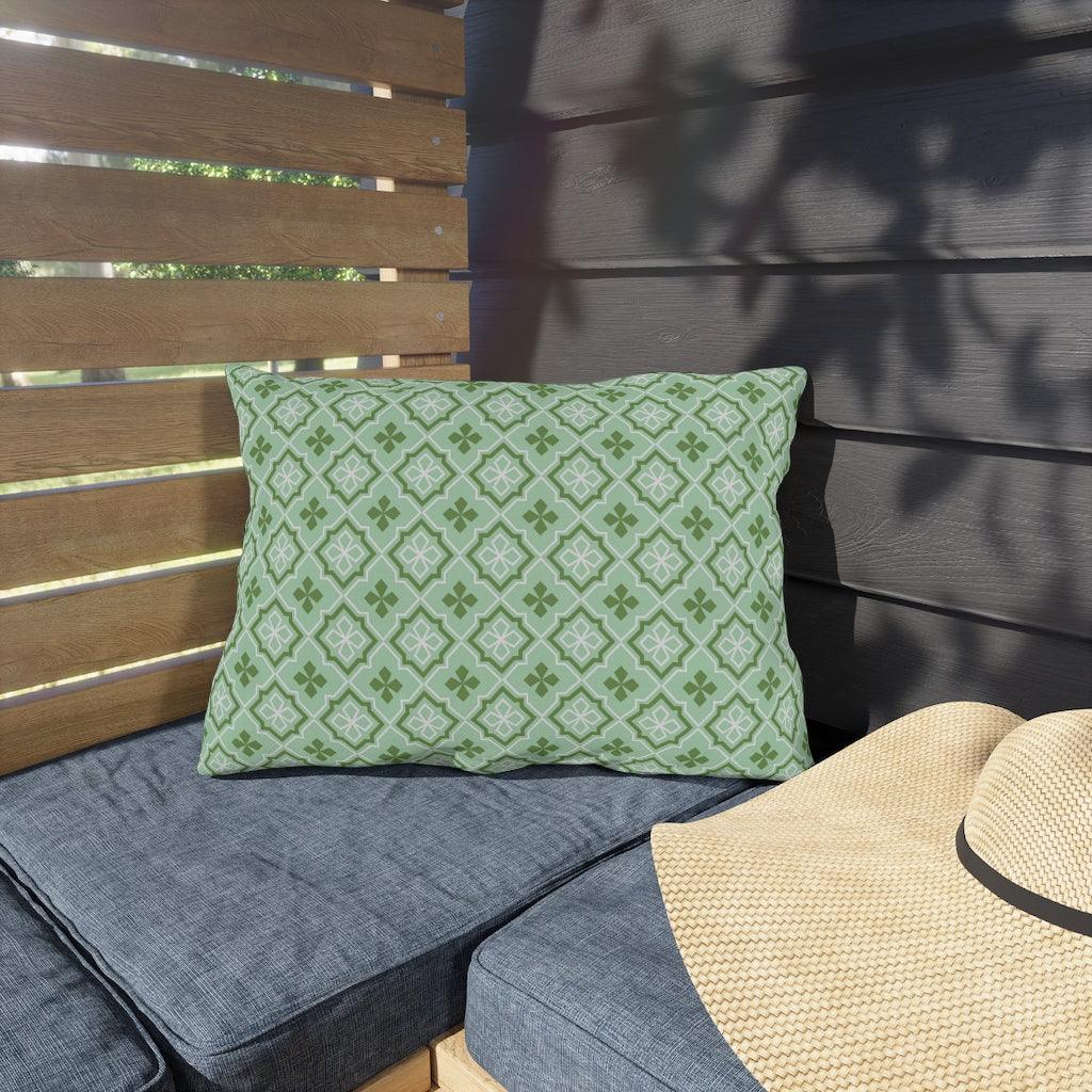 Mint Losange Japanese Pattern Outdoor Pillows